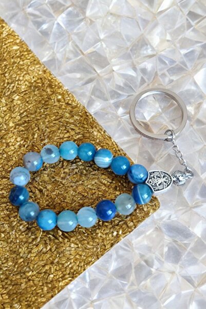 MGA DOĞAL TAŞ Breloc cu agat din piatra naturala si margele de ruga - Materia...