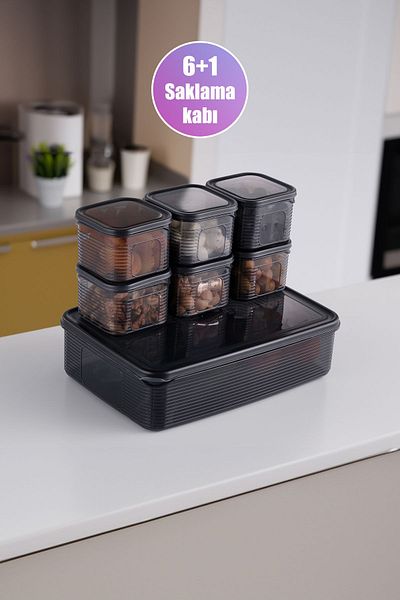 emir home shop 7 Pieces Leak Proof Airtight Storage Container Set Breakfast Picnic Set Refrigerator Freezer Organizer
