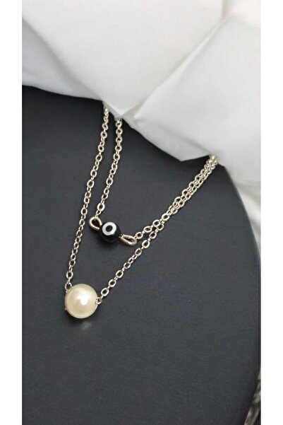 nasclaycollection Gift Special Occasions Pearl and Evil Eye Bead Chain Neckla...