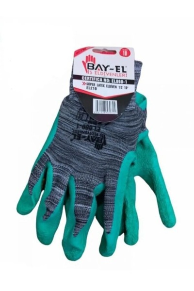 YEB AVM Bay-el Yeşil-gri Süper Latex Eldiven No: 9