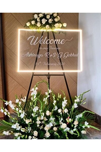 Yalova Design Şeffaf Işıklı Karşılama Panosu Nişan & Düğün Dekoratif Karşılam...