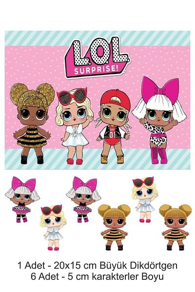 Atölye7Tasarım Lol Doll Lol Surprise A4 Ornament comestibil Tort Biscuiți Bomboane Pastă Hârtie Imprimare