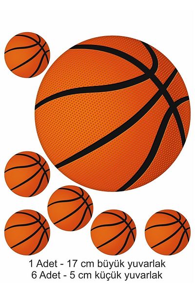 Atölye7Tasarım Basketball Ball 7 Pieces A4 Edible Ornament Pastry Cookie Candy Dough Paper Print