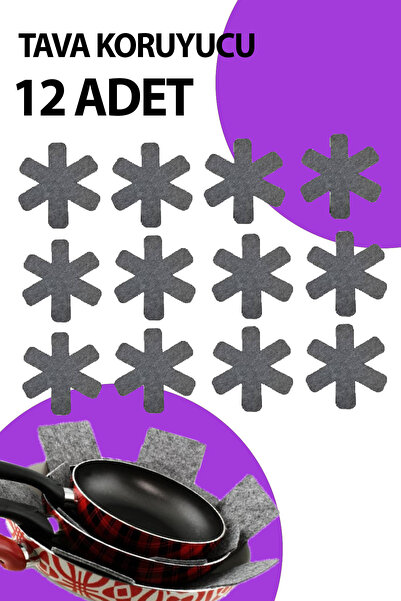 Vwear 12 Adet Kalın Tava,Tencere Ve Bor Cam Koruyucu Düzenleyici Çizdirmez El...