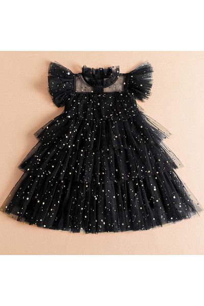 Petityu rochie tutu cu stea neagra rochie aniversare fetita