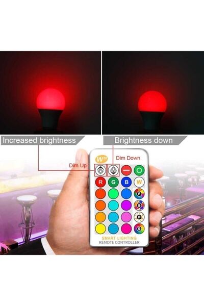 Klaus Uzaktan Kumandalı Rgb Led Ampul 9watt E27 Tasarruflu Dimmerli Led Lamba 16 Ton