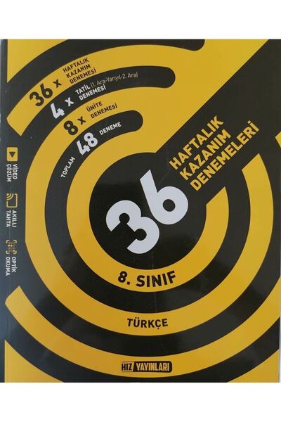 Hız Yayınları 8.Sınıf LGS 36 Haftalık Türkçe Deneme -hzçnt04