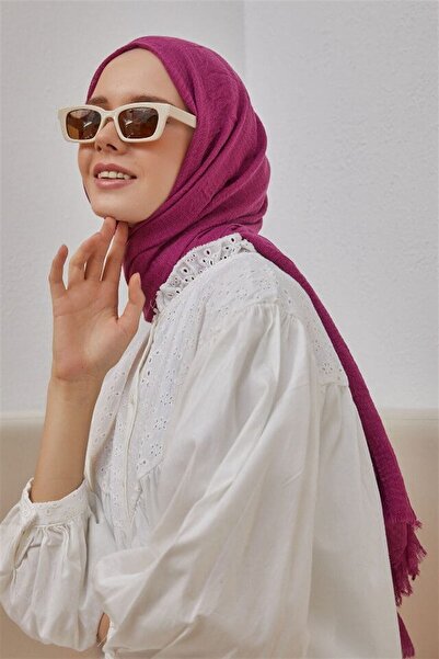 Şalland Bürümcük Vişne Rengi Şal(ÜTÜ ISTEMEYEN HAFİF YAPISI, HAVA ALAN ÖZEL D...