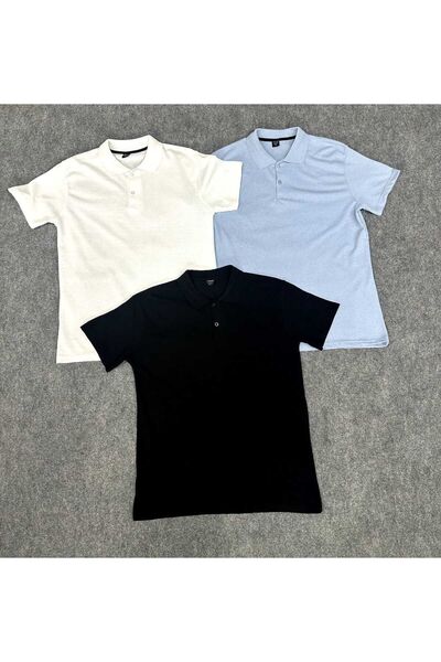 tynemode Ανδρικό Σετ Καλοκαιρινό μπλουζάκι με κοντό μανίκι Polo με 3 γιακά