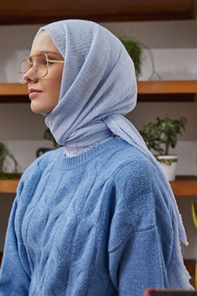 Şalland Bürümcük Buz Mavisi Renk(ÜTÜ ISTEMEYEN HAFİF YAPISI, HAVA ALAN ÖZEL DOKUSU GENİŞ EBATLI INCE HASSAS)