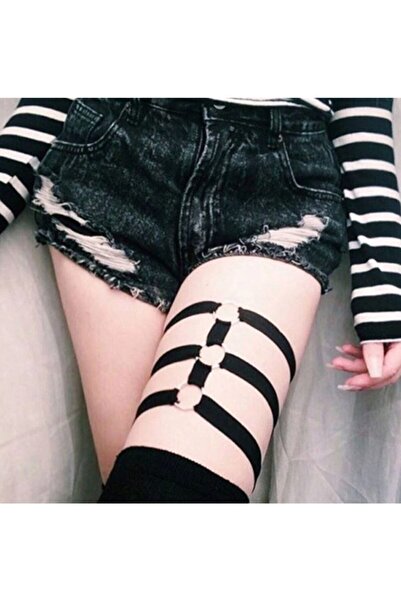 Nishstyle 3 Katlı Siyah Lastik Bacak Kemeri