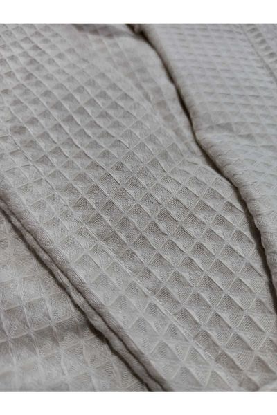 Nevin Acar Luxury Beige Coton Pique Bathrobe