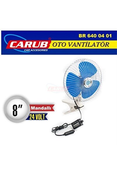 Genel Markalar Kamyon Tır Vantilatör 24 Volt 8 Inch Mandallı Çakmak Soketli