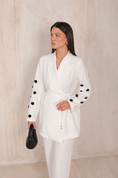 Melike Tatar 32-2089 Model White Floral Patterned Set