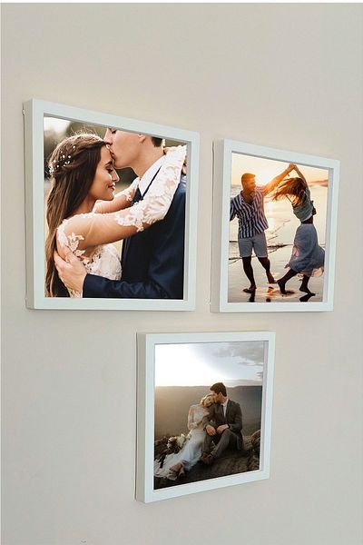 Verda Çerçeve 20x20 Cm Full Photo 3 Pieces Square Frames - Adhesive, 17.5x17.5 Cm Photo