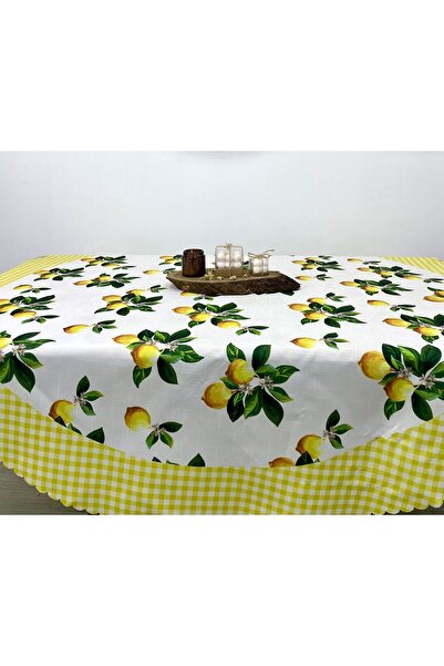 KURULAR RİZE BEZLERİ مفرش طاولة دائري منقوش بالليمون