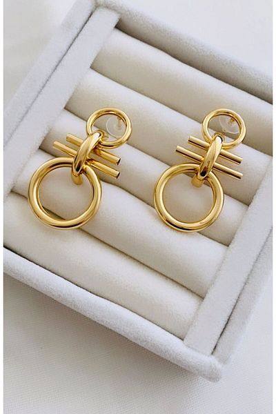 VNS Accessories Double Hoop Design Earrings (4.5 cm)