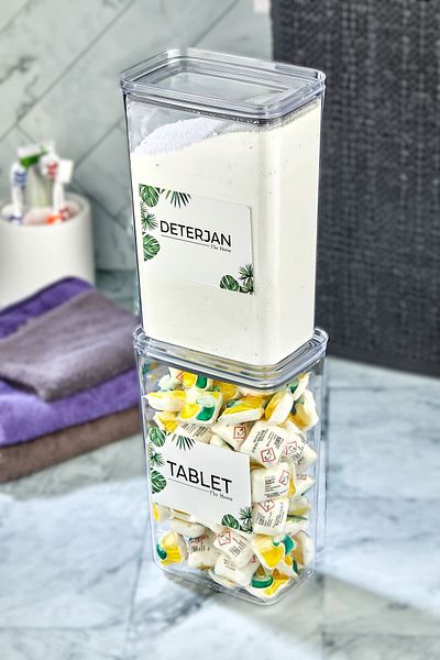 FBZhome Διακοσμητικό Ταμπλέτα Mica 2900 ml και κουτί αποθήκευσης απορρυπαντικού - Σετ 2