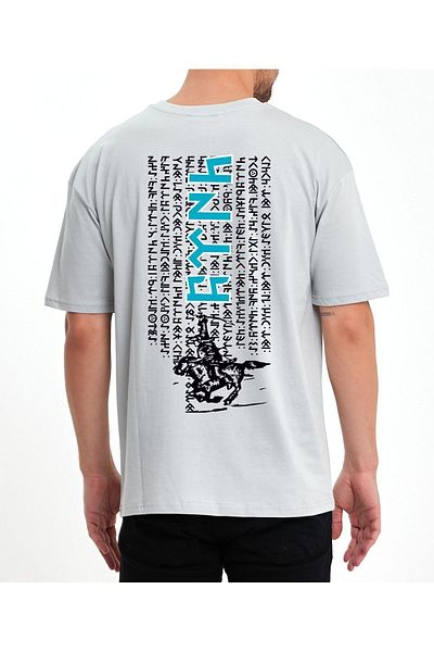 Uniquetex VEK Gokturk Alphabet Patterned - Orhun Inscriptions Τουρκικό εμπριμέ μπλουζάκι μεγάλου μεγέθους v2