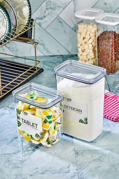FBZhome Διακοσμητικό Ταμπλέτα Mica 2900 ml και κουτί αποθήκευσης απορρυπαντικού - Σετ 2