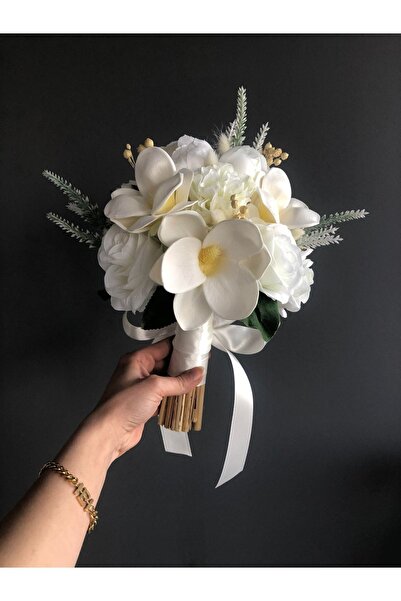 Luvienn Yeni Sezon Manolyalı Gelin Buketi- Gelin Çiçeği-damat Yaka Çiçeği 2 L...