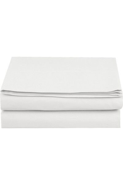 Soft Colours ملاءة سرير مفردة بيضاء بدون مطاط - ملاءة سرير فندقية مقاس 160x240 سم
