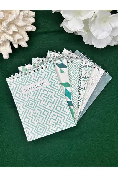 Smile Notes طقم دفتر ملاحظات مكون من 6 أوراق مقاس 10x13,5 سم - جيب حلزوني علوي