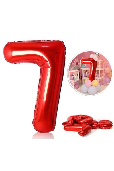 MFM 100 cm Red Number Foil Balloon - Age 7