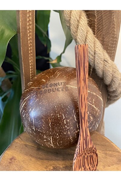 Coconut Products Small Size Coconut Bowl and Wooden Spoon - Ice Cream Holder - Coconut Bowl