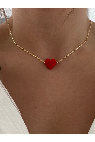 vi store vi jewelry Kırmızı Cam Murano Kalp Kolye