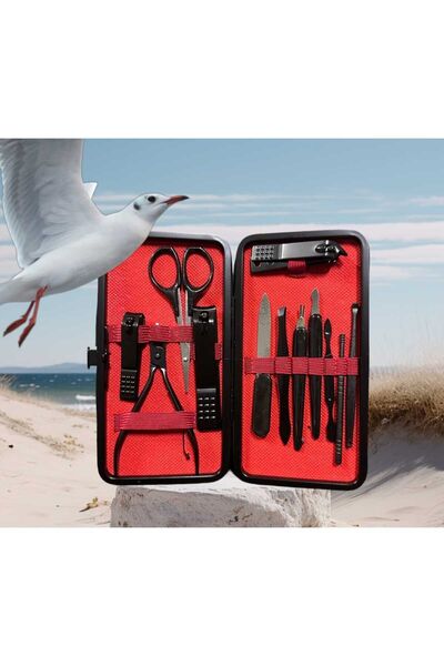 CARNIVAL LAND 13 Pieces Manicure Pedicure Set with Bag - Care Hand and Foot Nail Clippers, Rasp Tweezer Pliers, Acne Needle