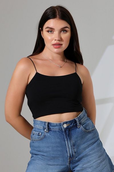 LITTLEMOON LYC COMP - Short Crop Bustier Tank Top with Rubber String Straps