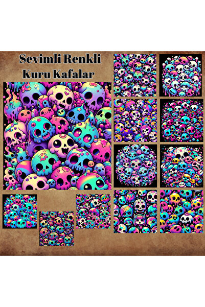 Pink Swan Craft Slatki šareni uzorci lubanja 12 komada naljepnica za albume, ...