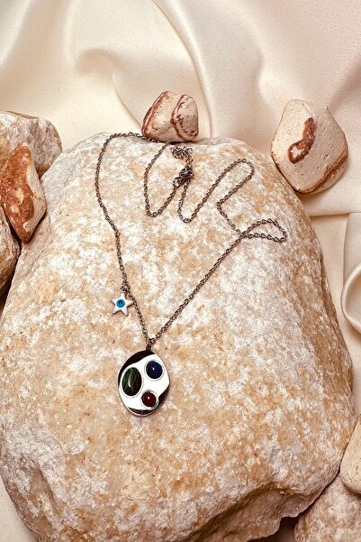 MOONİ ACCESSORİES الصلب الأخضر الأزرق الداكن الأحمر حجر الفضة الفضة اللون الف...