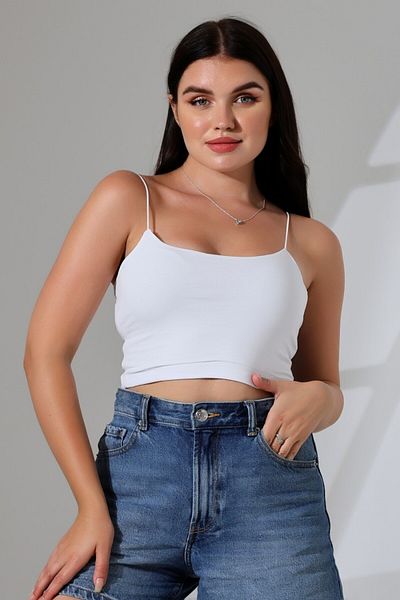 LITTLEMOON LYC COMP - Short Crop Bustier Tank Top with Rubber String Straps