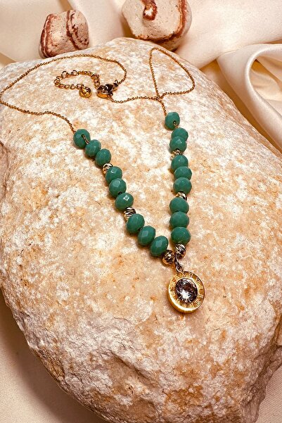 MOONİ ACCESSORİES الصلب المرأة الفيروز الخرز الزركون حجر واحد الذهب اللون الف...