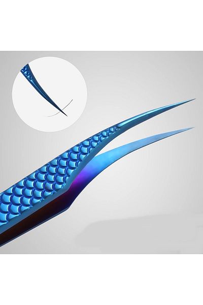 Lashlusion Blue Separator Silk Eyelash - Stainless Steel, Light Body, Fully Covered Wolume Tweezers