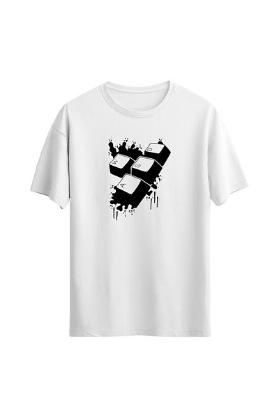 Açık Garaj Unisex Κανονικό κοντομάνικο μπλουζάκι με εμπριμέ πληκτρολόγιο