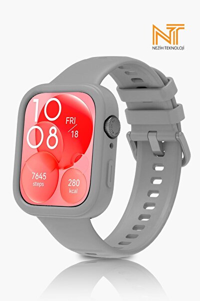 Nezih Case Huawei Watch Fit 3 Compatible Soft Colorful Silicone Case Protective Gel Silicone Cord (Set)