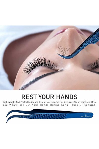 Lashlusion Stainless Steel Light Body - Blue Crow Nose Silk Eyelash Tweezers