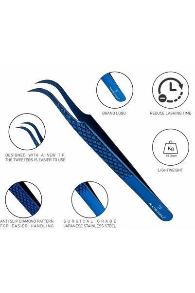 Lashlusion Stainless Steel Light Body - Blue Crow Nose Silk Eyelash Tweezers