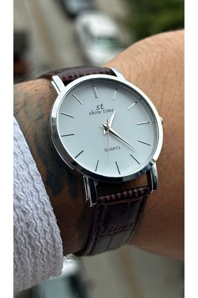 Show Time Men's Leather Cord Wristwatch