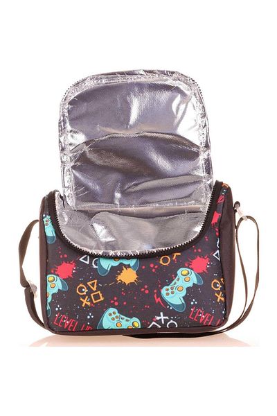 KAUKKO Black Thermal Insulated Game Console and Thermos Lunch Box for Boy