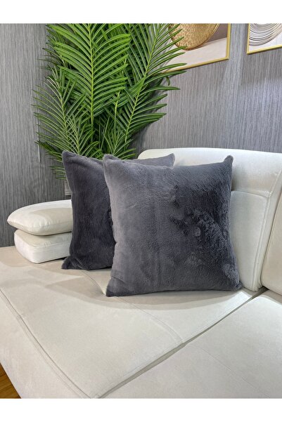 Paris Life غطاء وسادة على شكل أرنب من القطيفة على شكل أرنب مربع - رمادي غامق