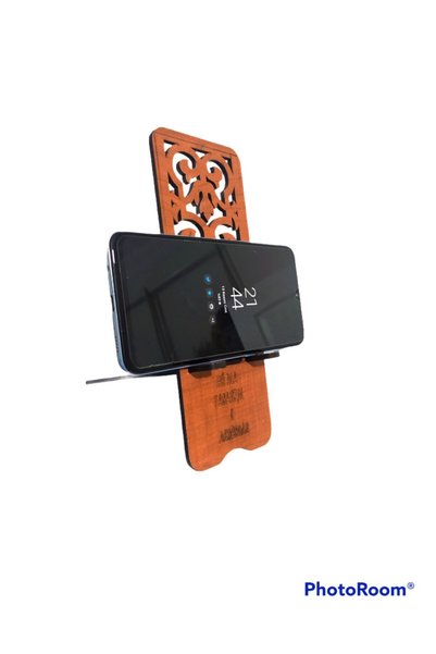 hü ma tasarım ve aksesuar 10 Pieces Portable Phone Tablet Holder Apparatus Stabilizer Table Top Patterned Wooden Phone Holder