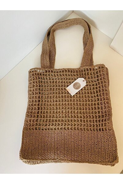 PeriStore Kapadokya Shopper Hasır Omuz Çantası 40x30cm Büyük Boy
