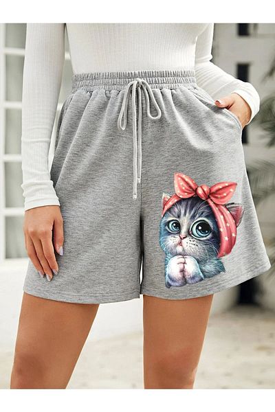 AY MONTANA LUNAVISTA Little Cute Cat Printed Shorts