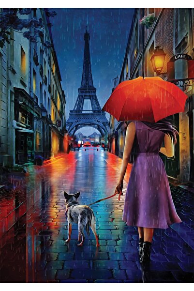 p parti oyunevi Puzzle 1000 Parça Eyfel Kulesi Gece Sokakları 48x68 cm