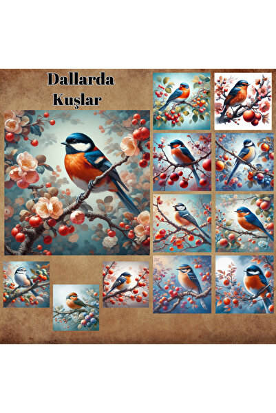 Pink Swan Craft Păsări de epocă pe ramuri Set de autocolante pentru albume de...