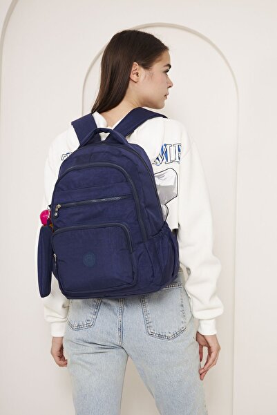 MUBO Original Water-Resistant Crinkle Fabric Large Size School Bag with 2 Water Bottle Compartments (Daily, College)